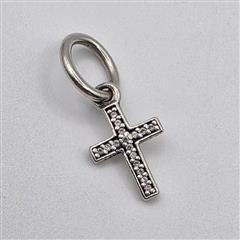 Pandora 925 ALE Sterling Silver Sparkling CZ Cross Dangle Charm Pendant 791310CZ